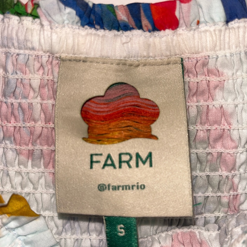 Farm Rio Blue One-Shoulder Crop Top and Macaw Smock Midi Skirt - Picture 6 of 6